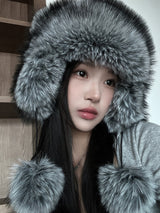 Mini tail soft fur eared fur hat (4 colors)