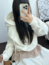 チェックフリルカンカンフーディーTシャツスウェットシャツ💟🤍🖤🩶3カラー