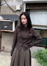 アシンメトリーストライプシャツ