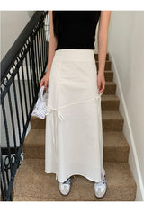 Work White Ribbon Long Skirt