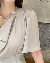 Jed-in Drape Chiffon Peplum Blouse
