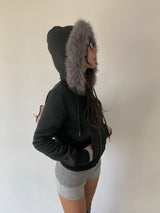 RABBIT FUR ZIP-UP