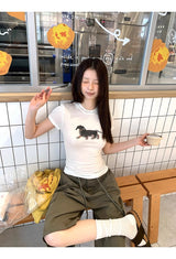 ダックスフント ラウンド スパンデックス Tシャツ
