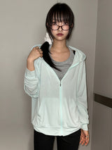 Antale Sheer Oversized Hooded Zip-Up 4color