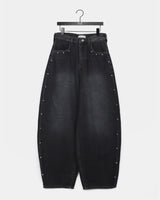 Benil Studded Balloon Fit Washing Denim Long Pants