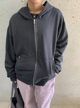 シルカコットンリベットオーバーフードジップアップ