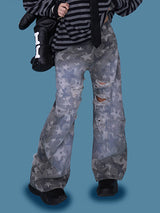star damage denim pants
