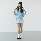 Alpaca button cardigan_sky blue