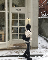 High neck fur crop jacket
