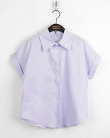 Myoose basic roll-up cotton short-sleeved shirt