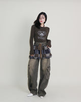 Kibet Heart Vintage Printed Long Sleeve T-Shirt