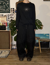  Wildflower Appliqué Pants _ Black&Purple