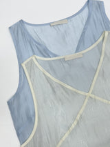 Tencel See-through Frill Sleeveless Blouse