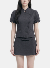 Cell Button Jacket and Skirt Set