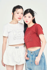 ワッペンステッチ半袖ミニTシャツ