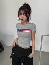 ミゴヴィンテージスター&ストライプクロップ半袖Tシャツ