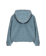 Reversible fleece crop hood zip-up