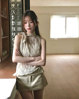 [ sheer 20 ] soy wrinkle & tie tank bl