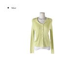 Heo See-through Ribbed Button Slim Cardigan