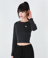 スリム フィット クロップ ロングスリーブ ティーシャツ [フォーカラー]