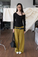 Off-Shoulder Tie Sleeve (Black)