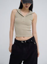 Julie Pig Ribbed Snap Hood Sleeveless