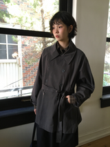 Belted trench half coat (2color)