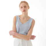 LINEN V-NECK SLEEVELESS KNIT SKY BLUE
