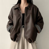 Luke Sleeve Check Overfit Leather Jumper 