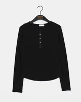 ホールズハーフボタンVネックロングスリーブTシャツ