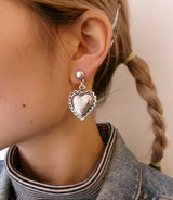 Silver Plated Vintage Heart Earring