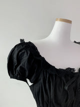 Yuka lace flare black blouse