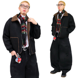 オーバーサイズスエードバックルシアリングジャケット