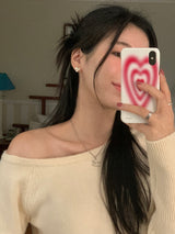 [MADE] Fulls cashmere unbalanced off-shoulder knitwear