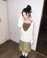 (2color)ディジーフラワーレイヤードフレアスカート