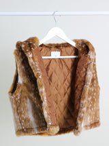 Tier Bambi Fake Fur Hooded Vest (Short Quilted)