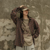 Logo Point Check Shirt - Burgundy