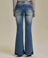 CRYSTAL WING BOOTSCUT DENIM PANTS_BL