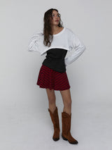 Striped Mini Skirt_Red