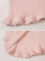 Feminine Frill Wool Crop Knit + Tie Set (3color)