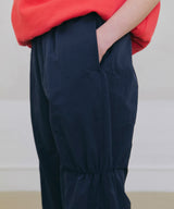 Shirring Nylon Straight Pants - Navy