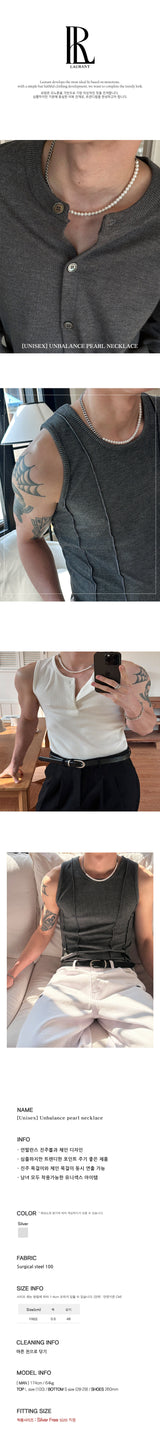 [Unisex] Unbalance pearl necklace
