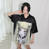 Satin Hell Girl Top - BLACK