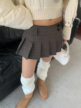 ラップチェックプリーツミニスカート
