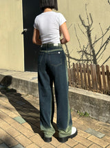 グリーナリーカラースプレーダイドワイドデニムパンツ code 21017