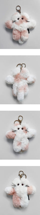 GODASHIN Cats Keyring Pink and White