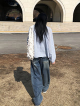 スワンウォッシュデニムポケットワイドパンツ