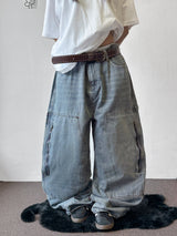 Kuchi Side Carpenter Zip Wide Balloon Pants 3color