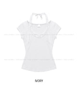 Sina Lace Strap Halter Short Sleeve