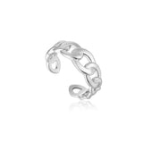Bold Curve 925 Silver + rodium plating Adjustable Size Ring R021-01H